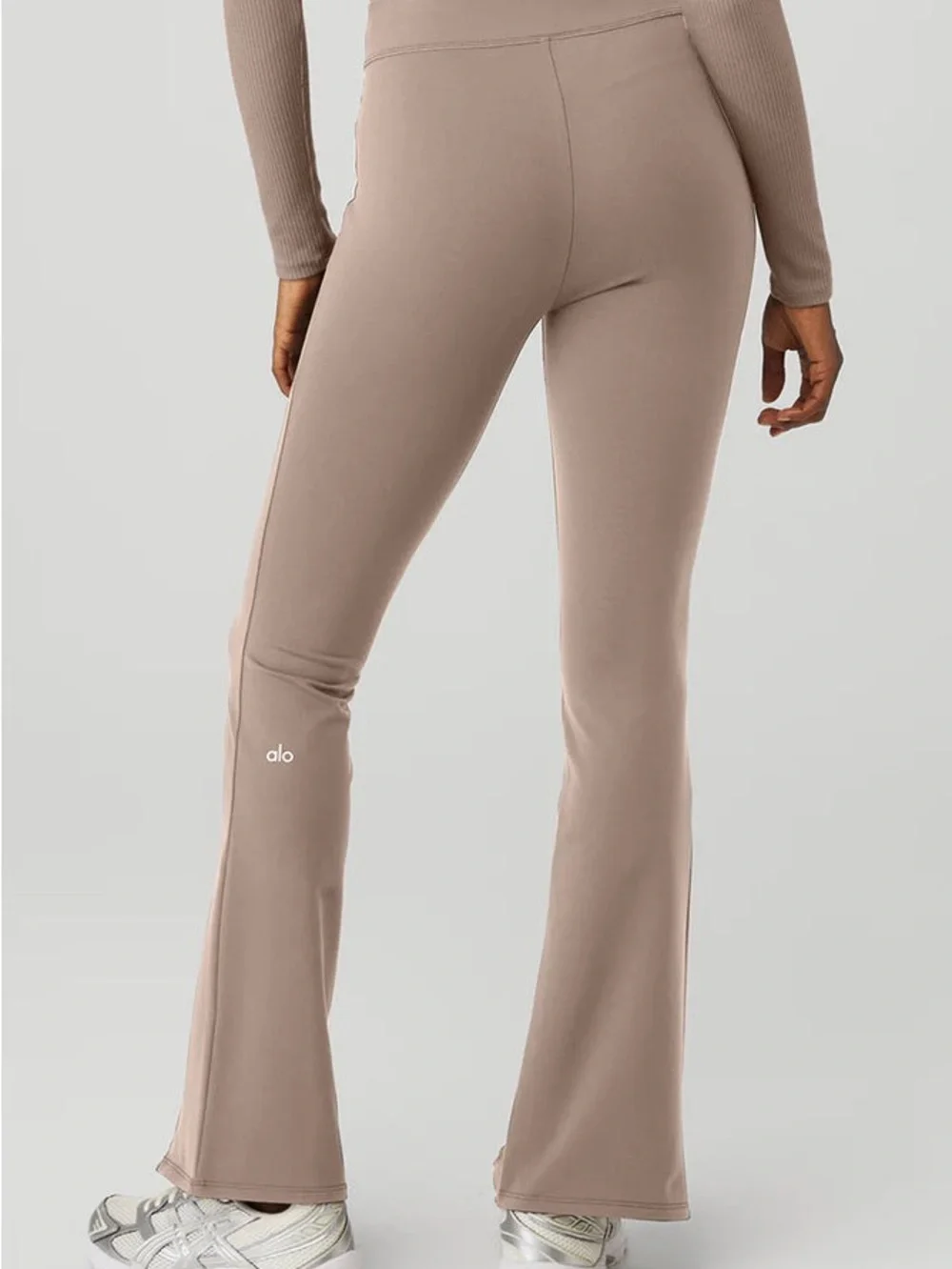 ALO YOGA Airbrush High-Waist split flare Flutter Legging taupe small stretch s
